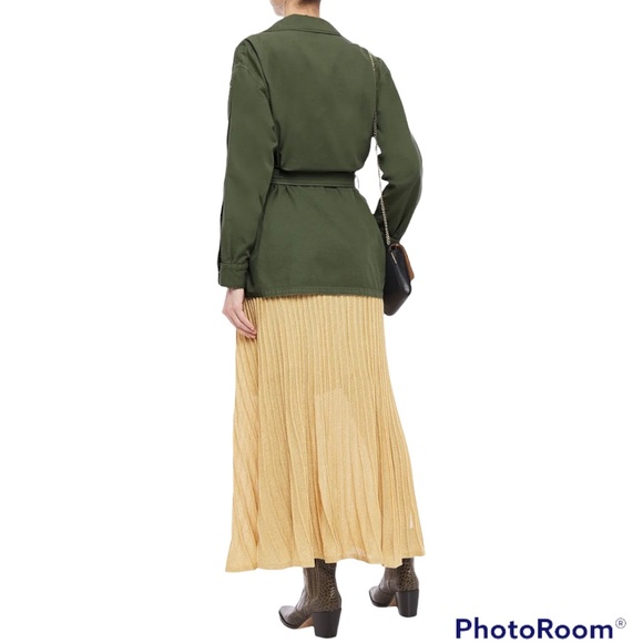 Sandro Bari Twill Field Jacket Belted Army Green Khaki Green Small - Picture 12 of 16